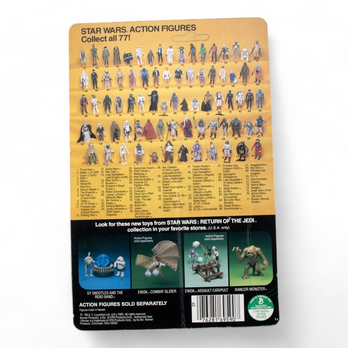 REE - YEES KENNER ROTJ 77A UNPUNCHED CARDBACK VINTAGE STAR WARS VERY GOOD+ - DT Collectable Toys