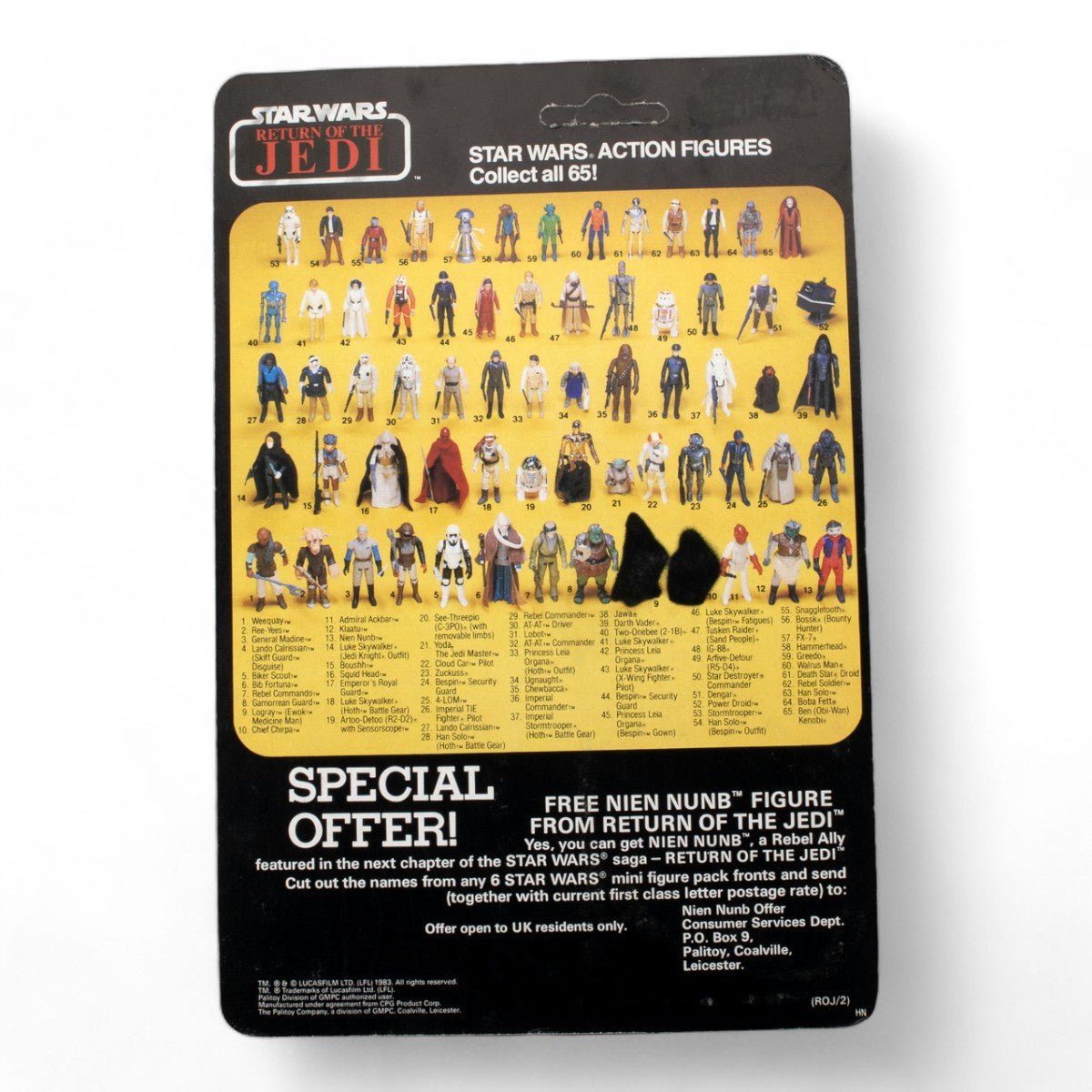 REE - YEES PALITOY ROTJ 65A UNPUNCHED CARDBACK VINTAGE STAR WARS EXCELLENT - DT Collectable Toys