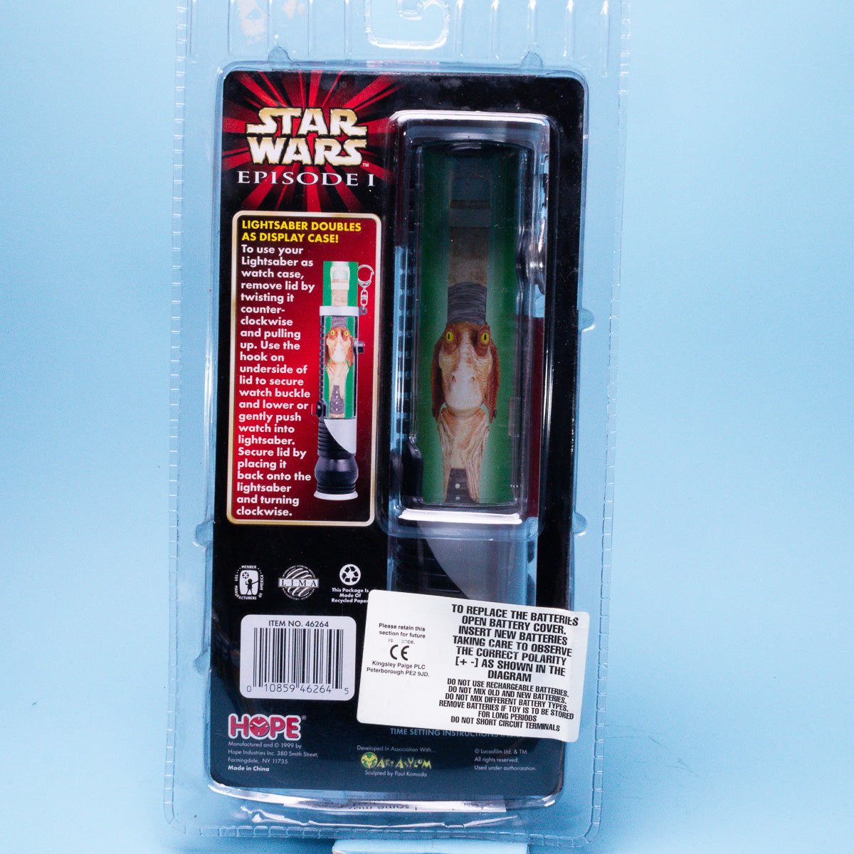 Star Wars Episode 1 Jar Jar Binks Collector Watch & Qui - Gon Jinn Lightsaber Case - DT Collectable Toys