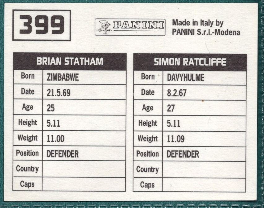 Panini Sticker Ratcliffe / Statham Brentford No.399
