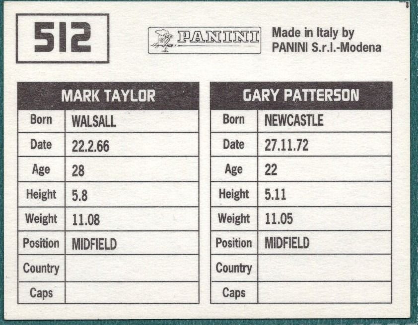 Panini Sticker Patterson / Taylor Shrewsbury Town No.512