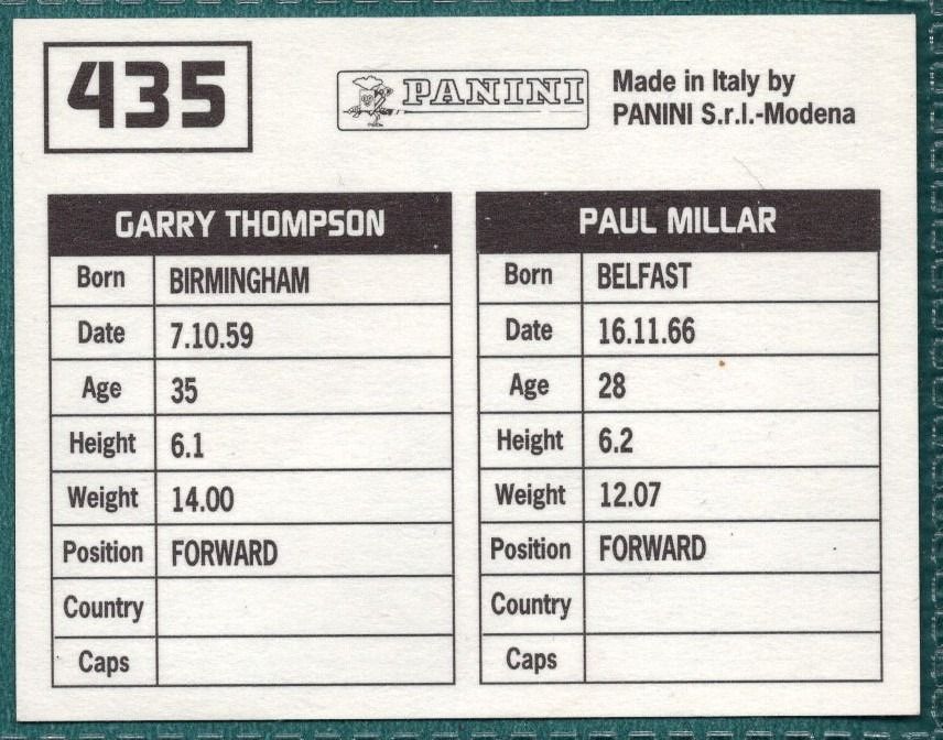 Panini Sticker Millar / Thompson Cardiff City No.435