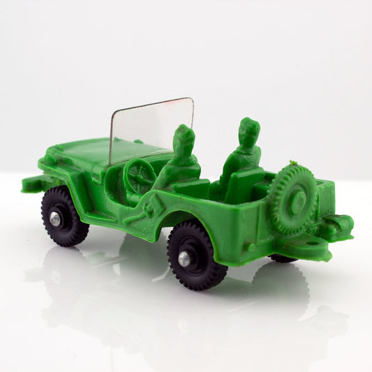 Tomte Laerdal Norway, 2 Jeep Willys 1962 Vintage Green Vinyl Plastic Model