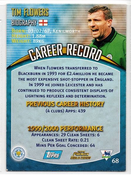 Tim Flowers Leicester City, No.68