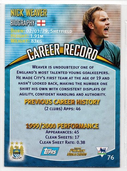 Nick Weaver Manchester City, No.76