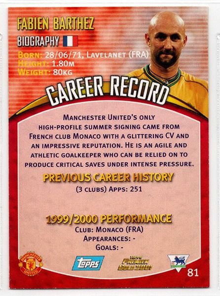 Fabien Barthez Manchester United, No.81