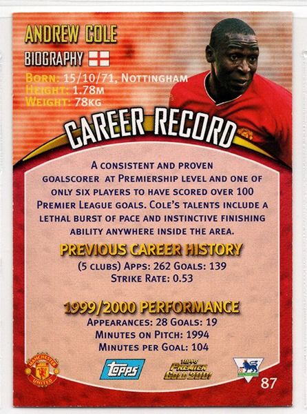 Andrew Cole Manchester United, No.87