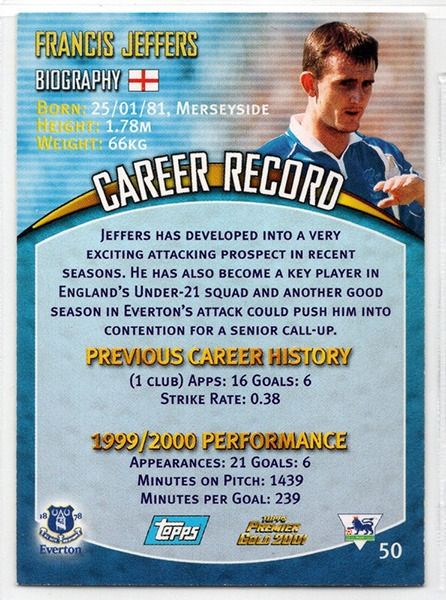Francis Jeffers Everton FC, No.50