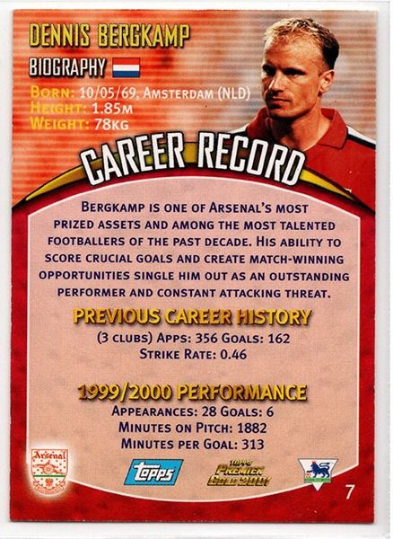 Dennis Bergkamp Arsenal Forward, No.7