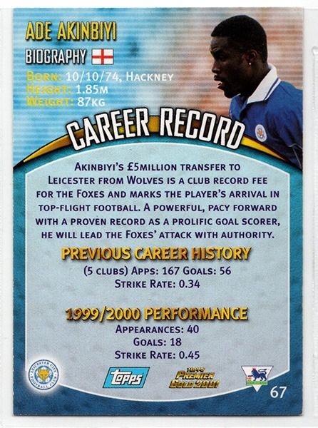 Ade Akinbiyi Leicester City, No.67