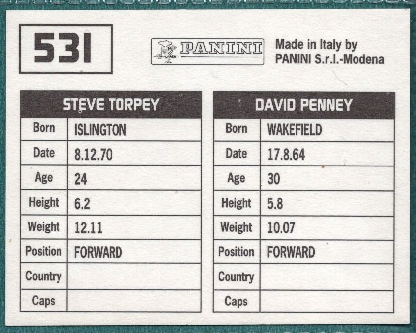 Panini Sticker Penney / Torpey Swansea City No.531