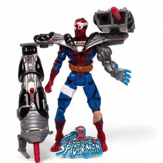 Toy Biz 1996 Marvel CYBORG SPIDER - MAN Spider - Wars Vintage Figure & Pin Pre - Owned Picture 1