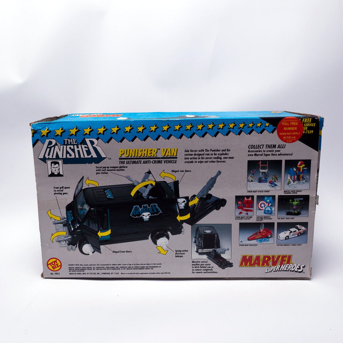 Vintage 1991 Toy Biz Punisher Van Marvel Superheroes Excellent Boxed w/Figure Action Figure Vehicle Picture 14