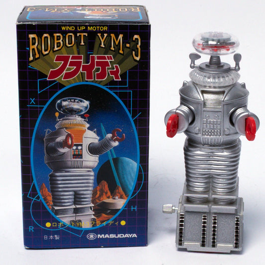 Vintage 1997 Masudaya Mini Lost in Space Robot YM - 3 Clockwork Tin Toy Replica Mint & Boxed