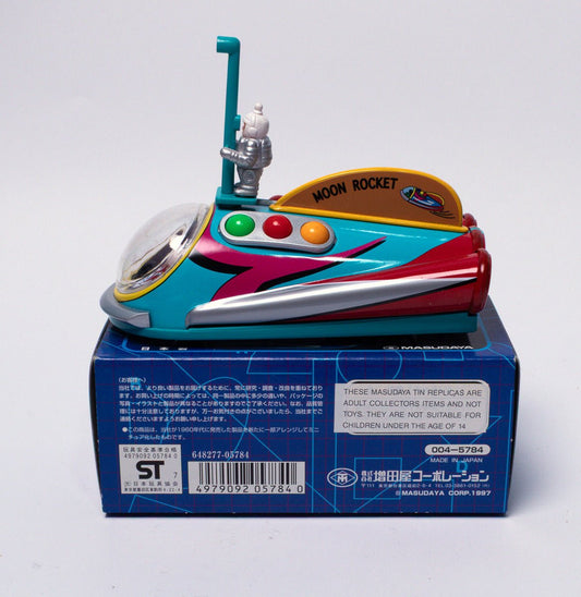 Vintage 1997 Masudaya Mini Moon Rocket Tin Toy Replica Mint & Boxed