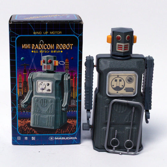 Vintage 1997 Masudaya Mini Radicon Robot Clockwork Tin Toy Replica Mint & Boxed