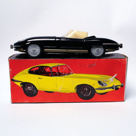 Vintage Jaguar E - Type 1/18 Scale Tinplate Friction Car Made in Hungary By Lemezarugyar