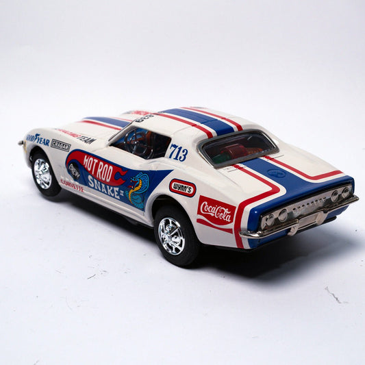 Vintage Rusher Stingray Corvette C - 639 Taiyo Bump 'n Go Tinplate Toy Car MIB