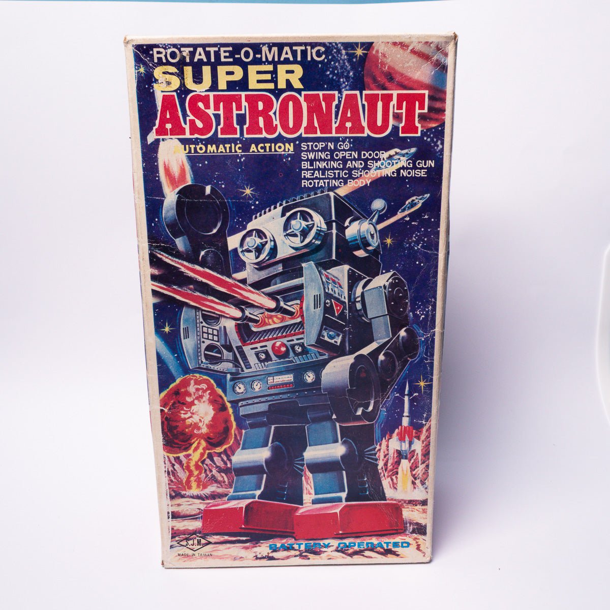Vintage Super Astronaut Rotate - O - Matic Metal Legs SJM3006 Tinplate Robot & Box Robots & Space Toys Picture 3