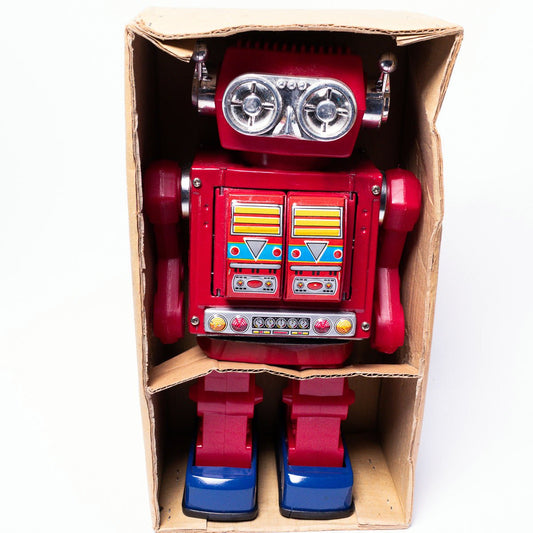 Vintage Super Astronaut Rotate - O - Matic Plastic Legs SJM3006 Tinplate Robot & Box