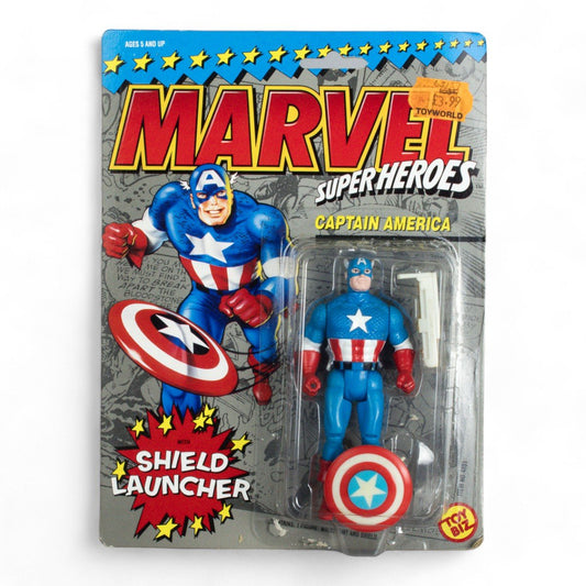 Vintage Toy Biz Captain America Marvel Super Heroes Carded Action Figure Opened - DT Collectable Toys