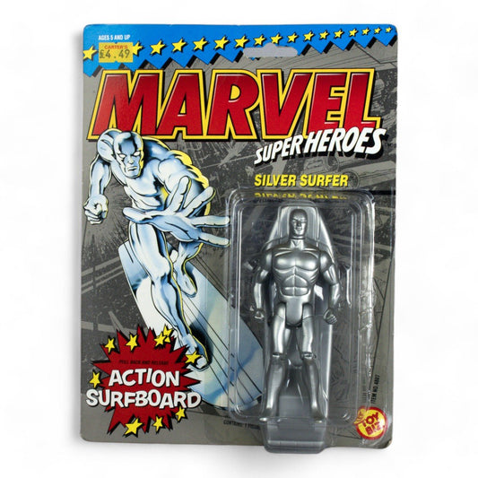 Vintage Toy Biz Silver Surfer Marvel Super Heroes Carded Action Figure Opened - DT Collectable Toys